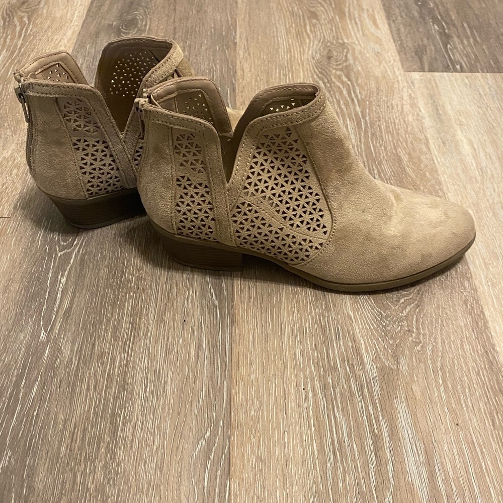 Elegant Tan Ankle Booties with Cut-Out Design